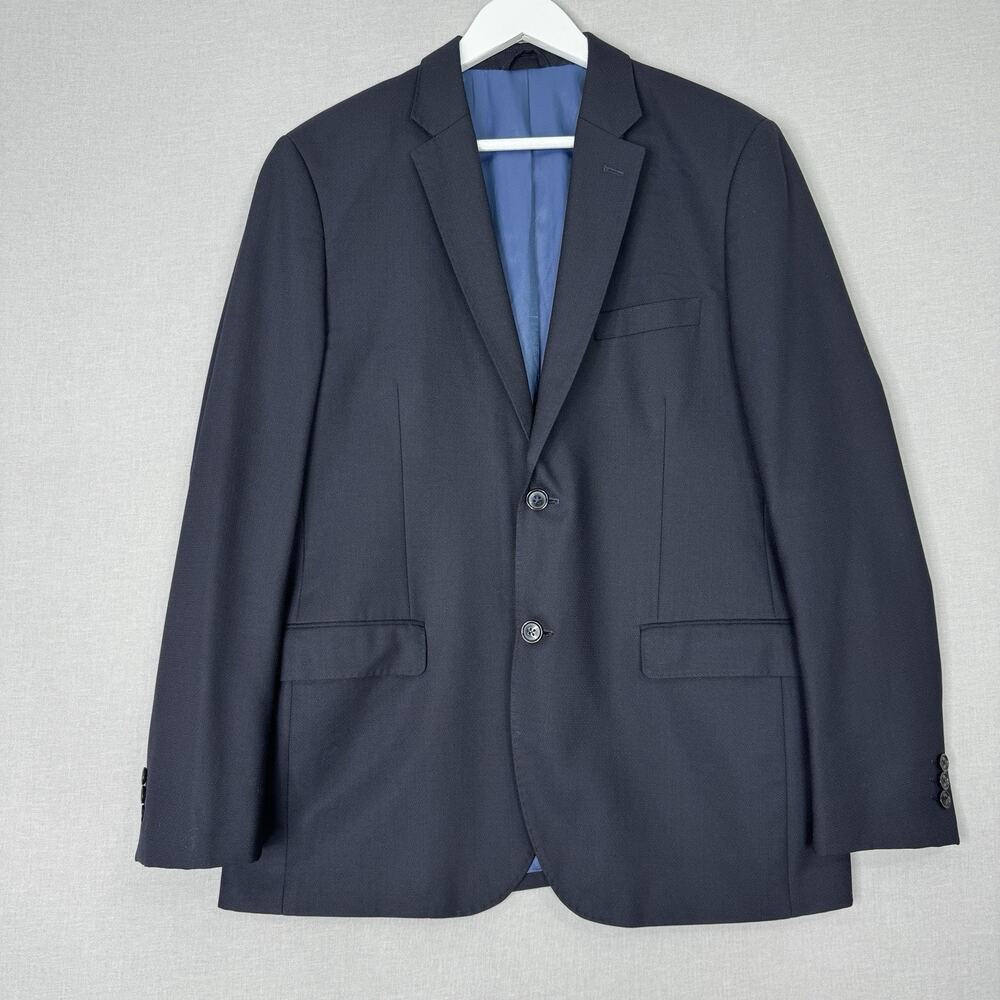 Frank & Oak Mens Blazer 42 Blue 100% Wool Bernard‎ Sport Coat Suit Jacket Career
